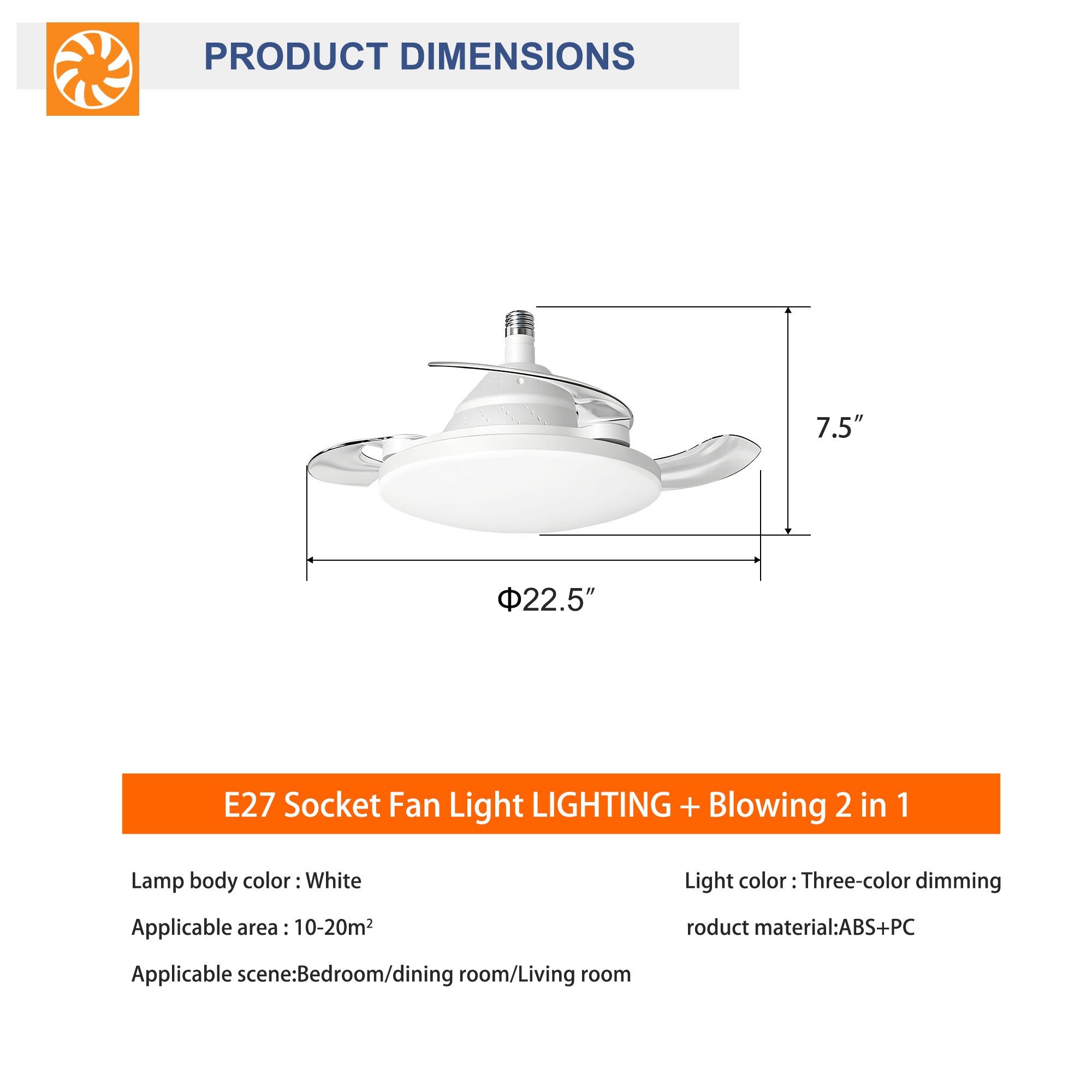 Bulb-Type Small Size Ceiling Fan With Retractable Blades