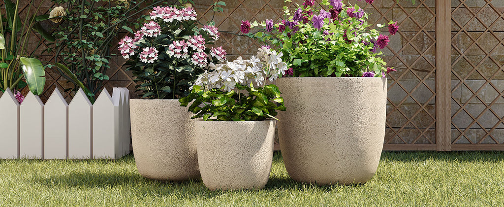 U_Style Lightweight Matte Textured MGO Outdoor Indoor Flower Pot Set
