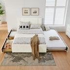Queen Size Vertical Channel Tufted Headboard Bed