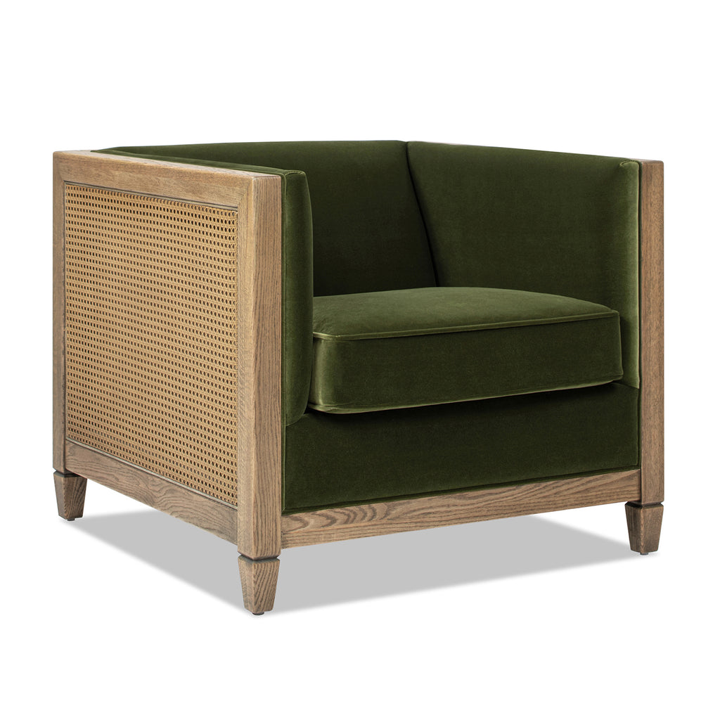 Georgia 34" Cane Rattan Tuxedo Armchair, Olive