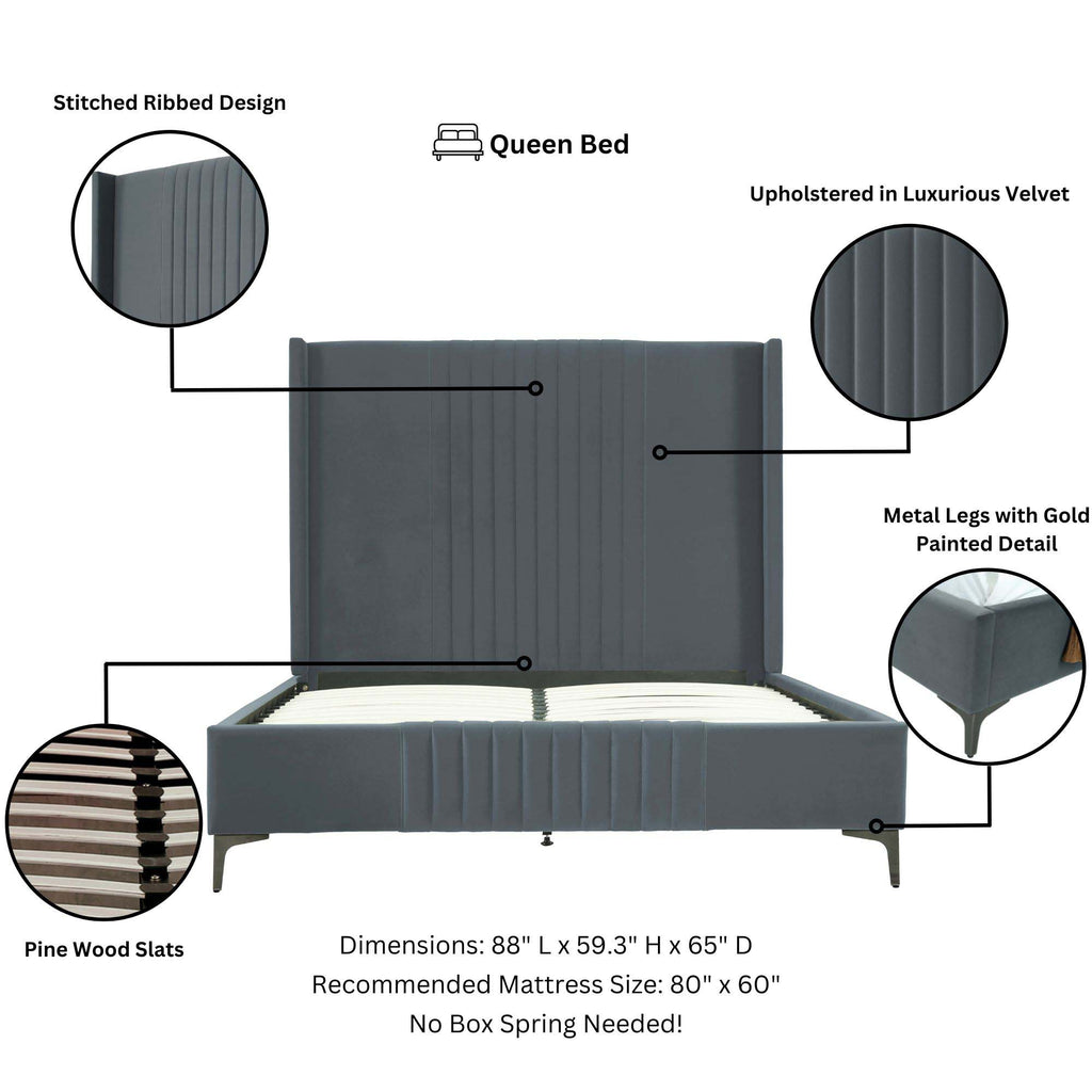 Promenade Upholstered Velvet Queen Bed