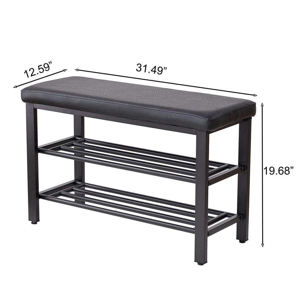 Small Shoe Bench with PU Seat Cushion