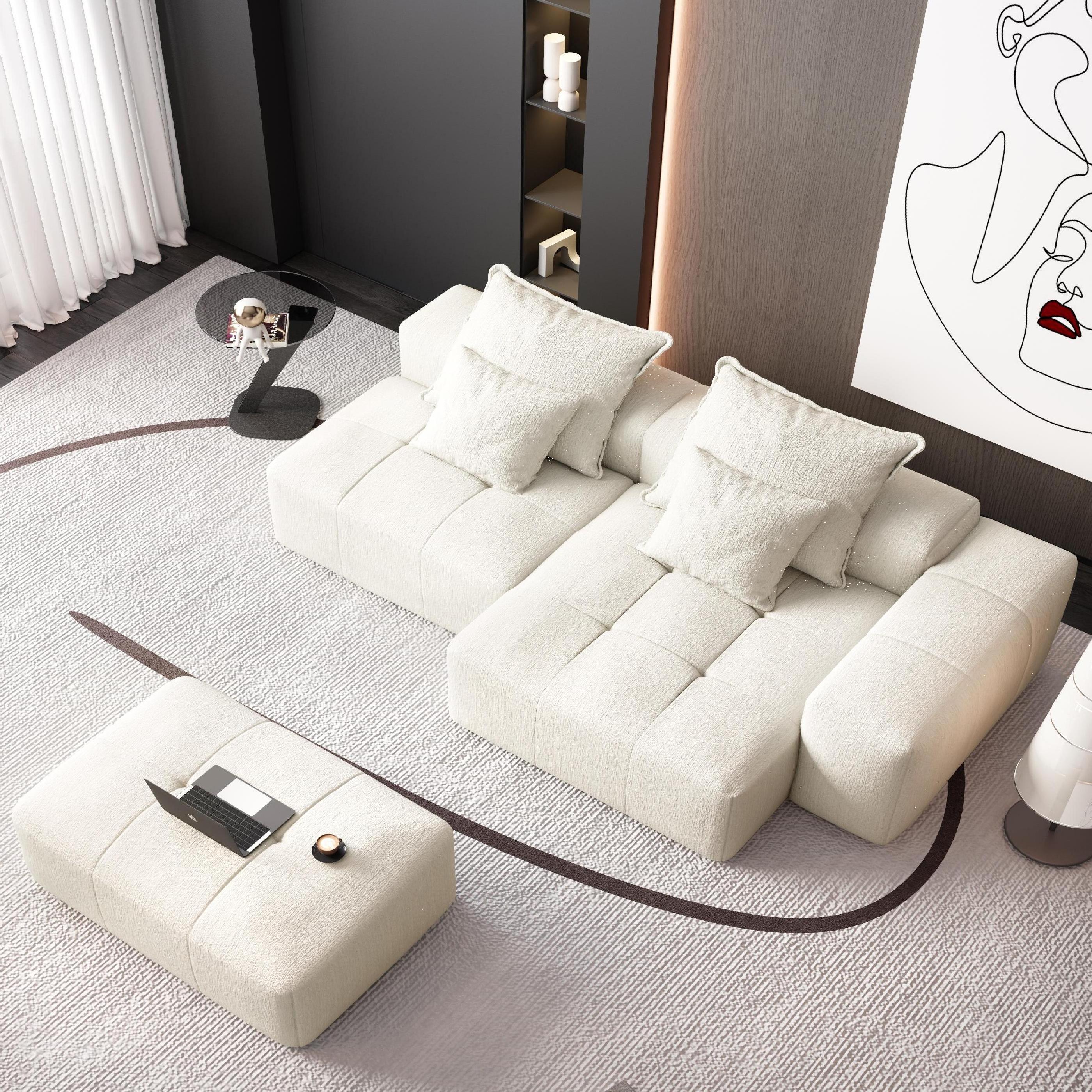 Modern Oversized Modular Sectional Sofa with Ottoman