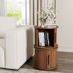4-Piece Round Coffee Table Set with Sliding Door Storage