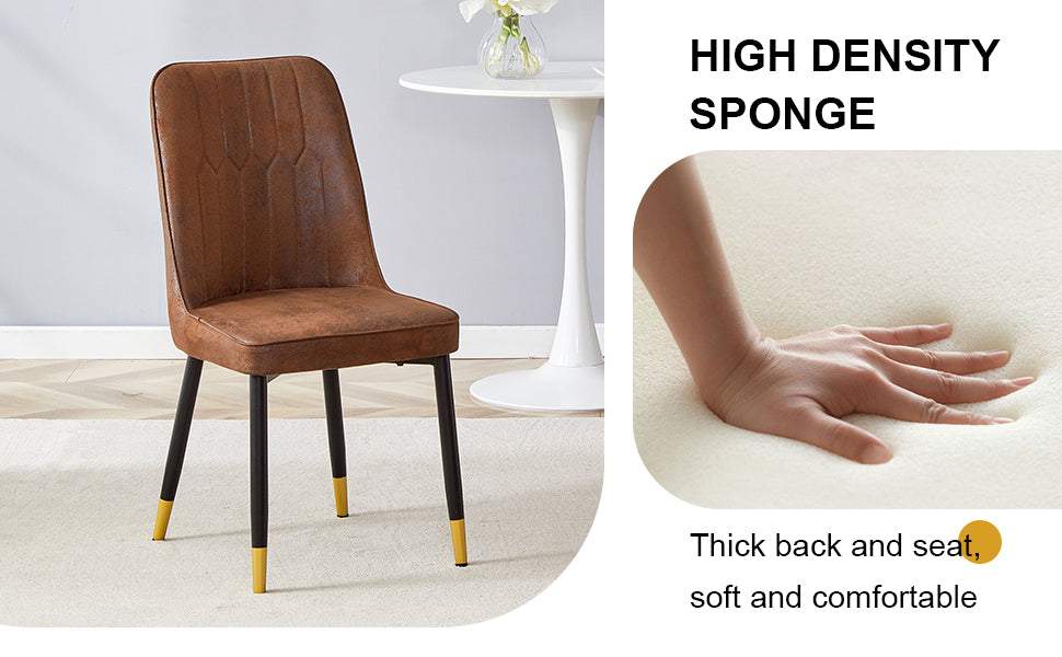 Brown Suede-like Velvet Dining Chair Set (Two-Pack)