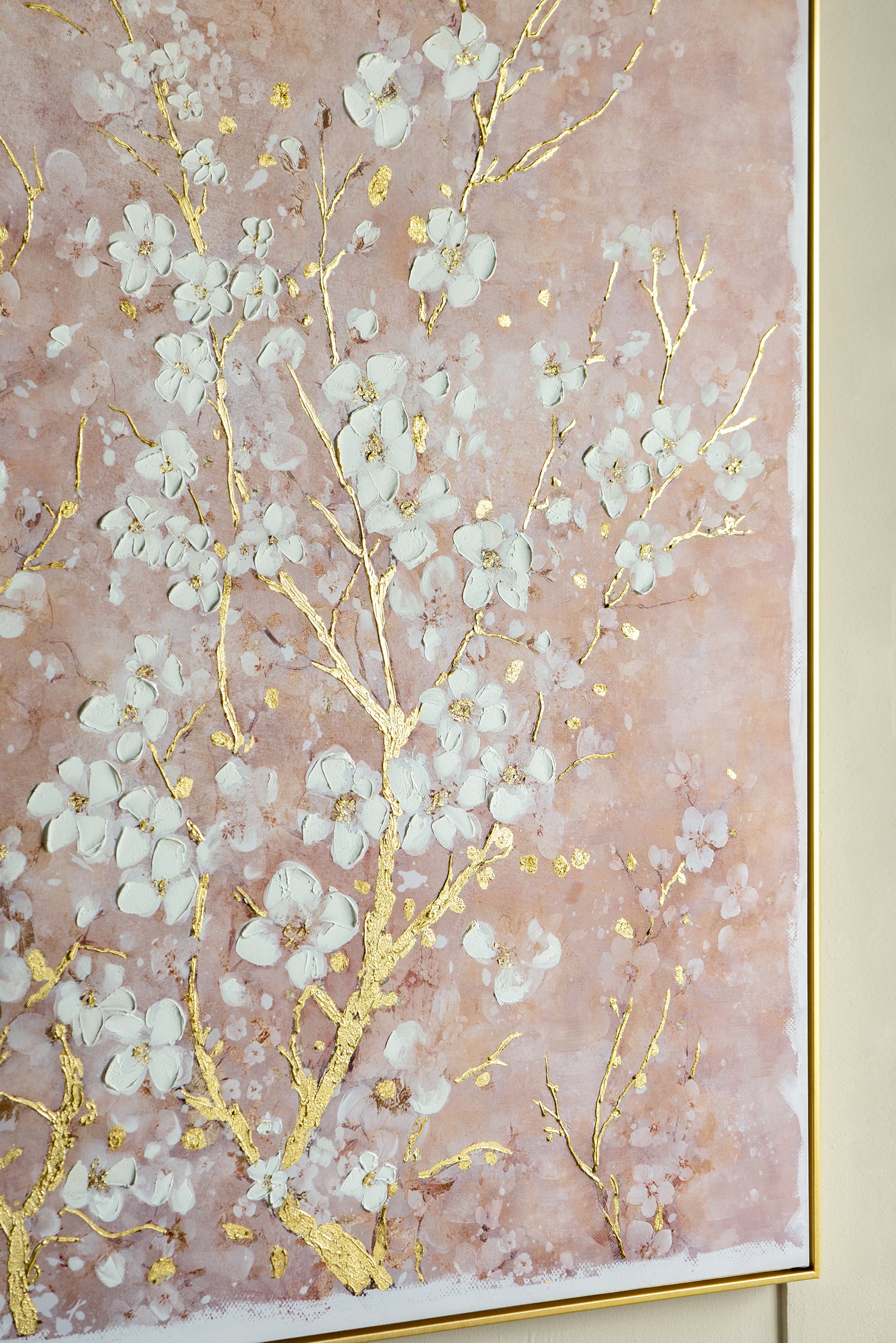 59.1x47.2" Hand-Painted Cherry Blossom Canvas Art