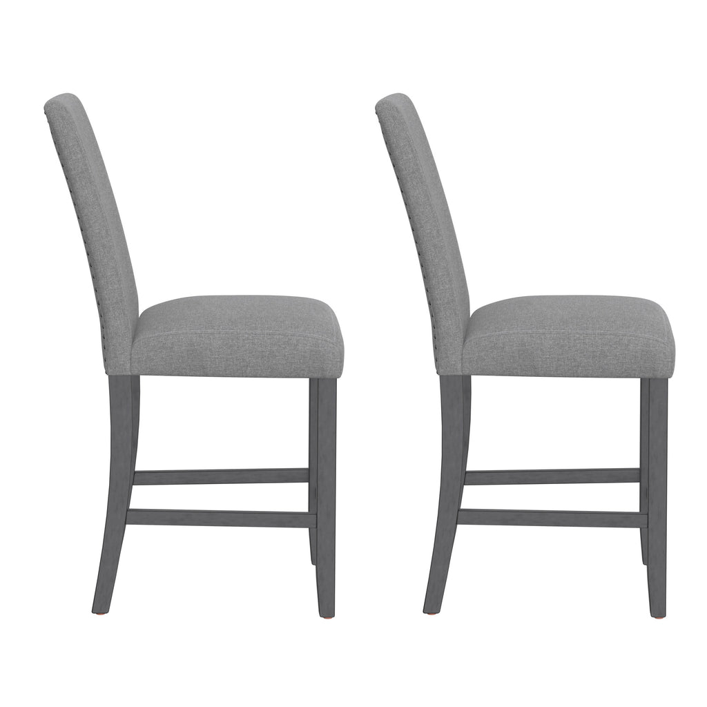 Gray Upholstered Barstools, Set of 2
