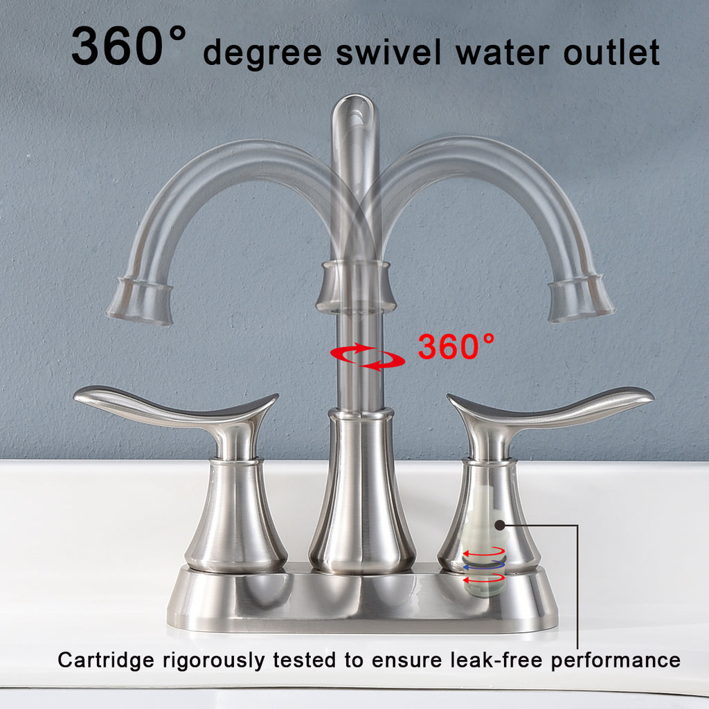 2-Handle 4-Inch Brushed Nickel Bathroom Faucet