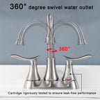 2-Handle 4-Inch Brushed Nickel Bathroom Faucet