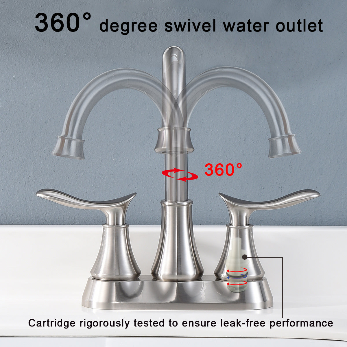 2-Handle 4-Inch Brushed Nickel Bathroom Faucet