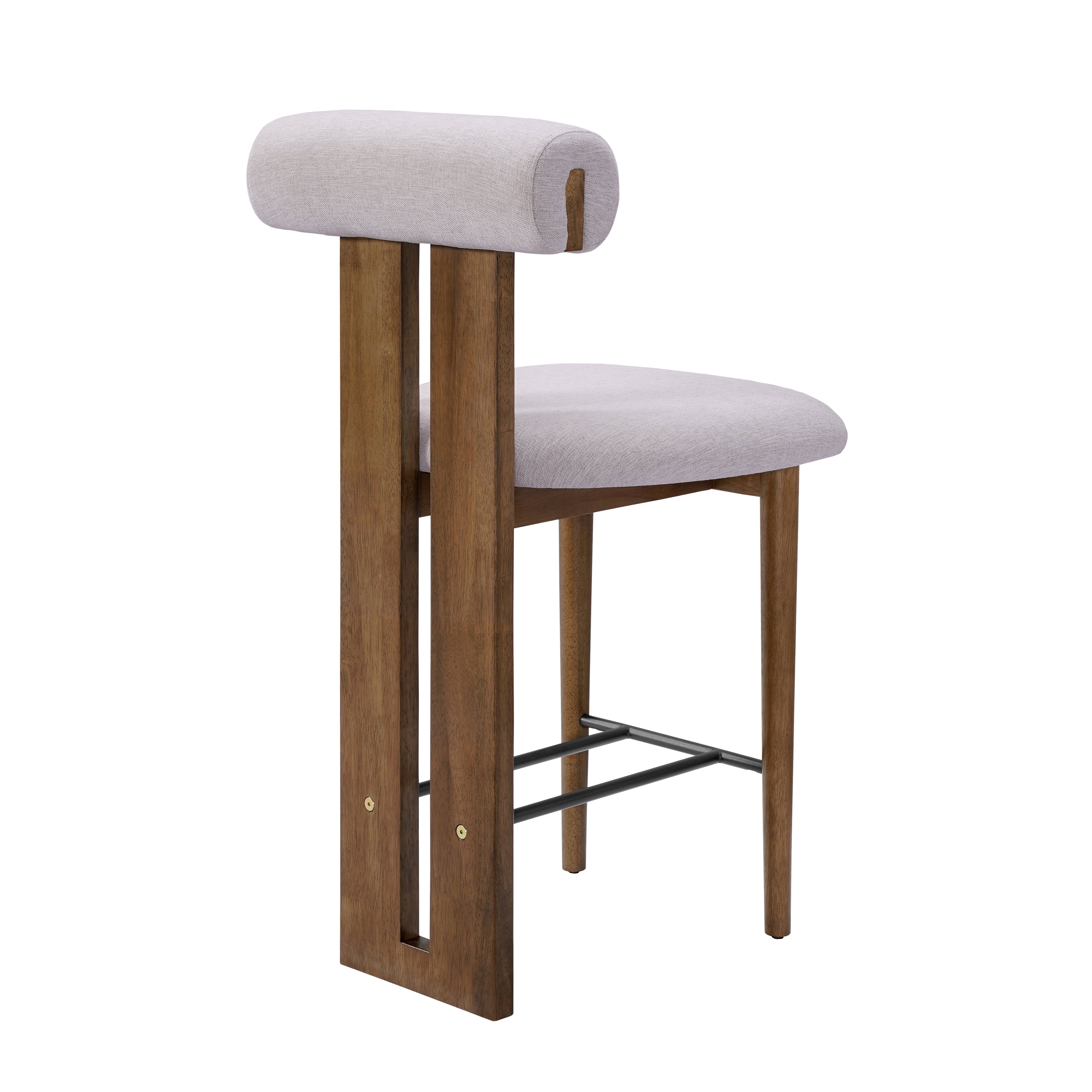 Renee Indoor Modern Split-Back Rubber Wood Counter Stool