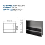 19" x 15" Stainless Steel Shower Niche Double Shelf, Gunmetal