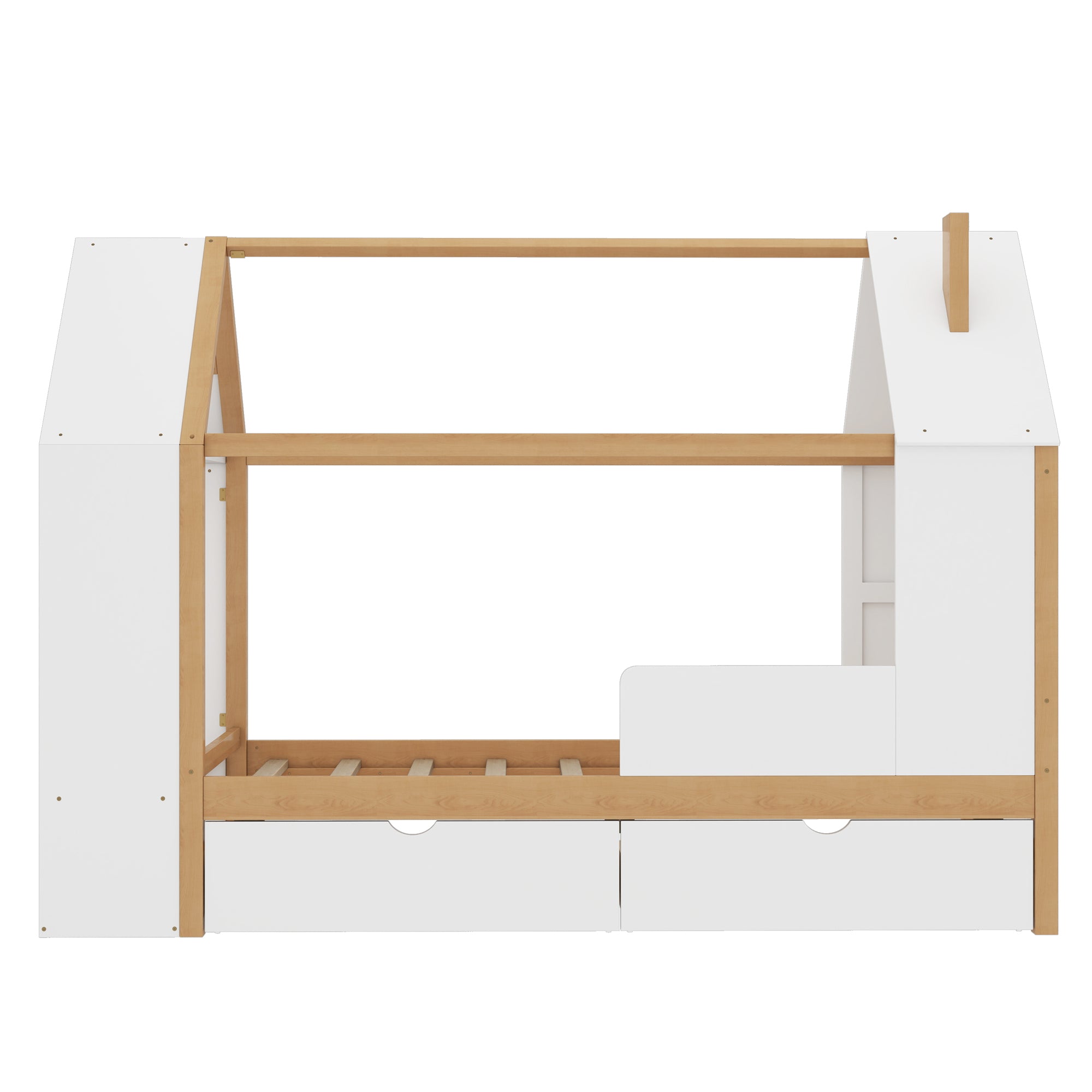 Twin Size House Platform Bed with Drawers and Shelves