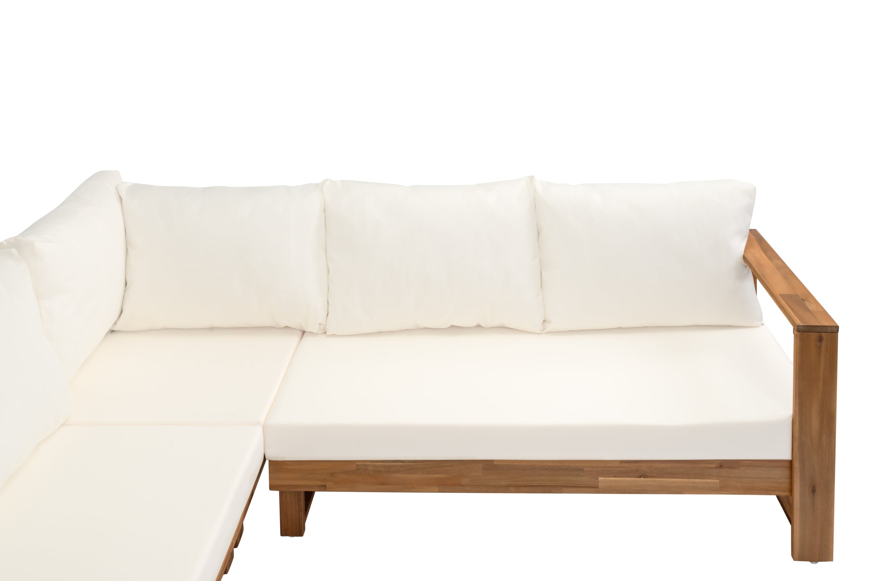 Outdoor 4pc Acacia Wood Sectional Patio Sofa Set