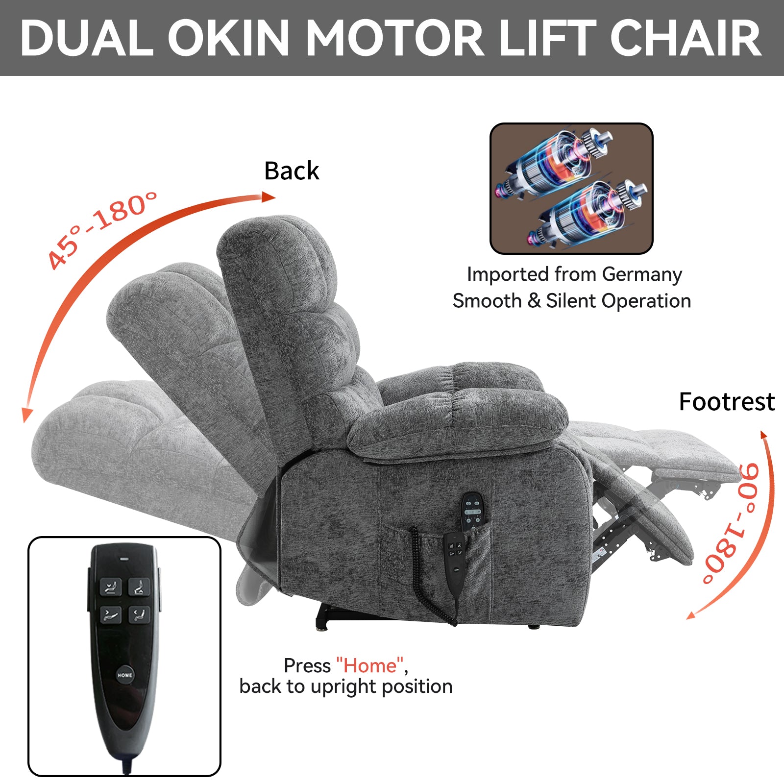 Lift Recliner Chair with Heat Massage - Dual Motor