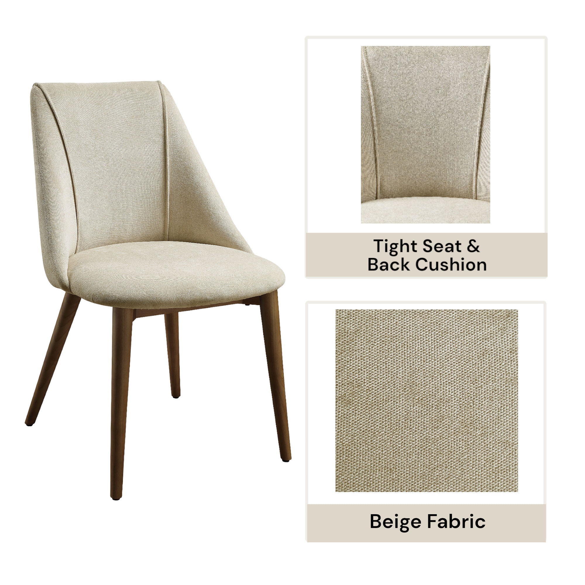 Willene Polished Microfiber Side Chair (Set of 2) - Beige