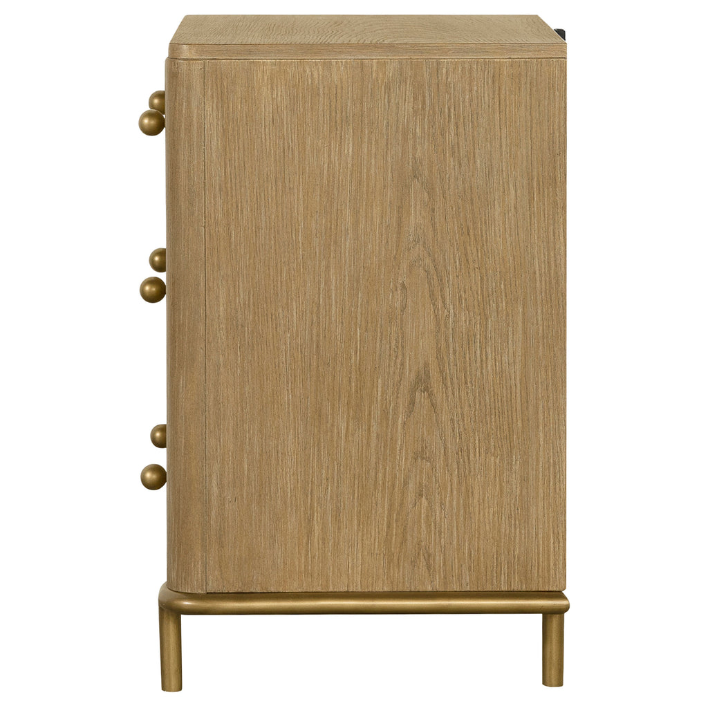 Sand Wash 3-Drawer Nightstand with USB Ports
