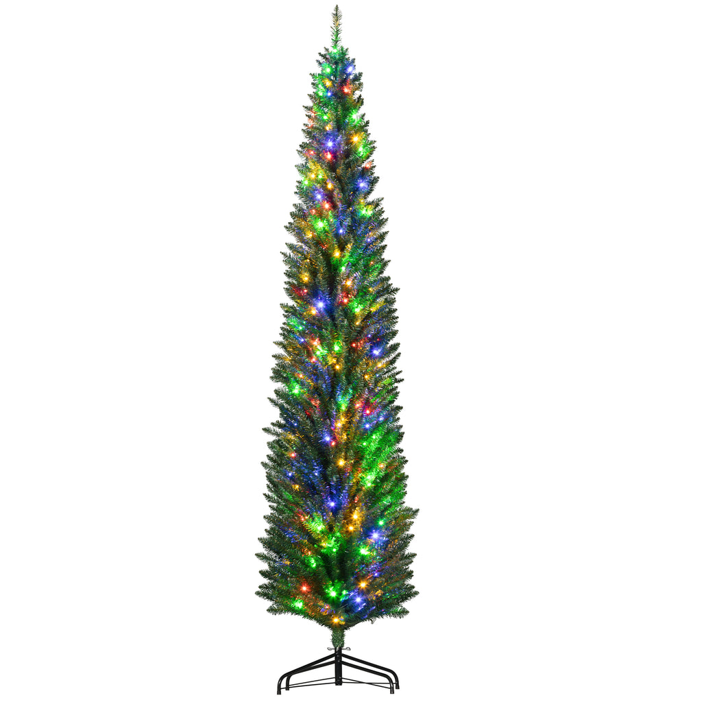 HOMCOM 8ft Tall Pencil Prelit Artificial Christmas Tree