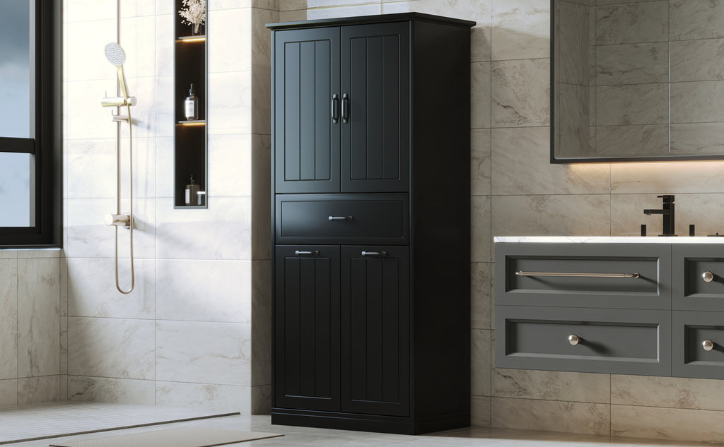 Bathroom Storage Cabinet with Two Laundry Baskets