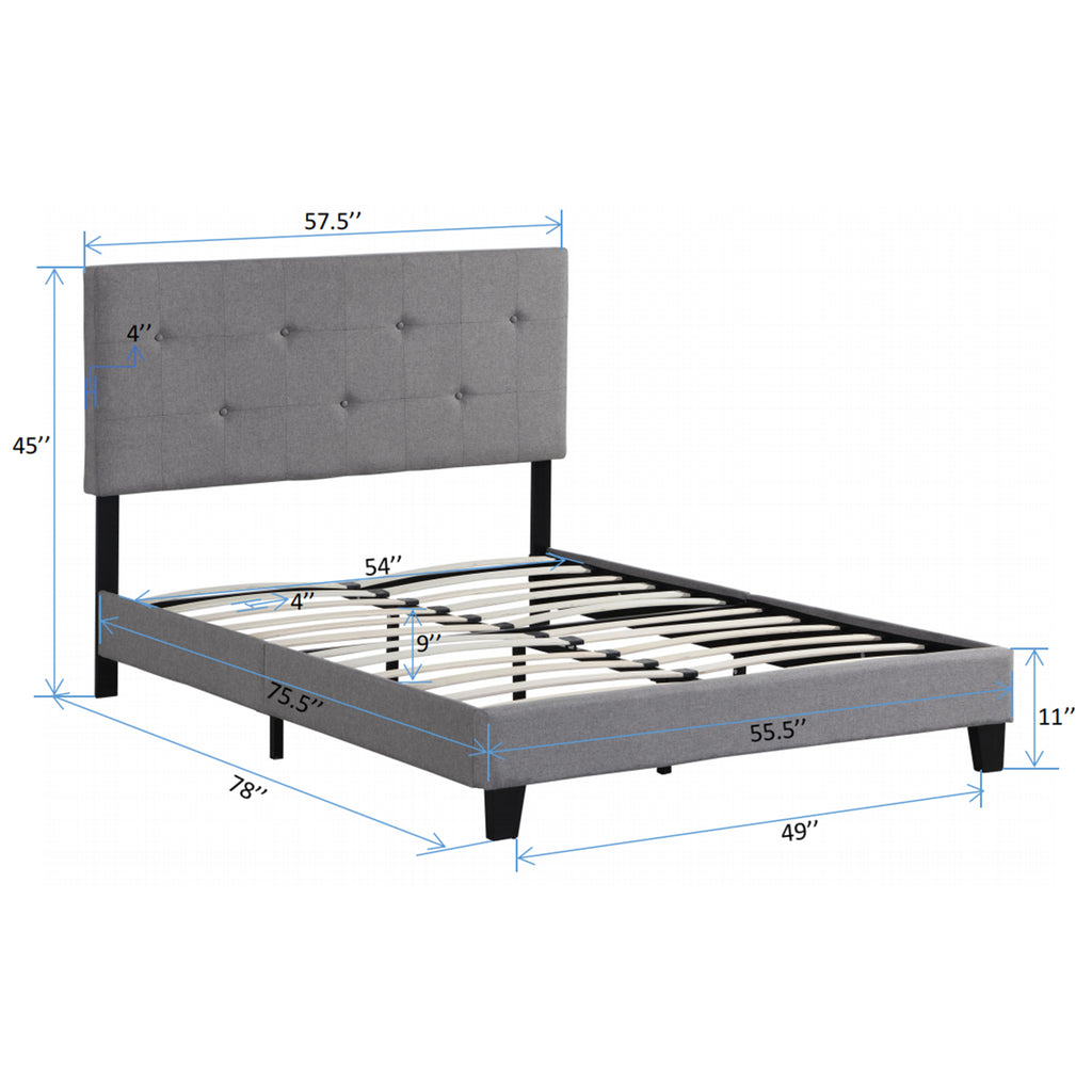 Full Size Upholstered Platform Bed Frame with Modern Button Tufted