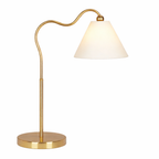 Ornate Brass Ring Base Curved Table Lamp