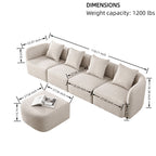 118" Modular Sectional Sofa, Velvet L Shaped Couch with Ottoman