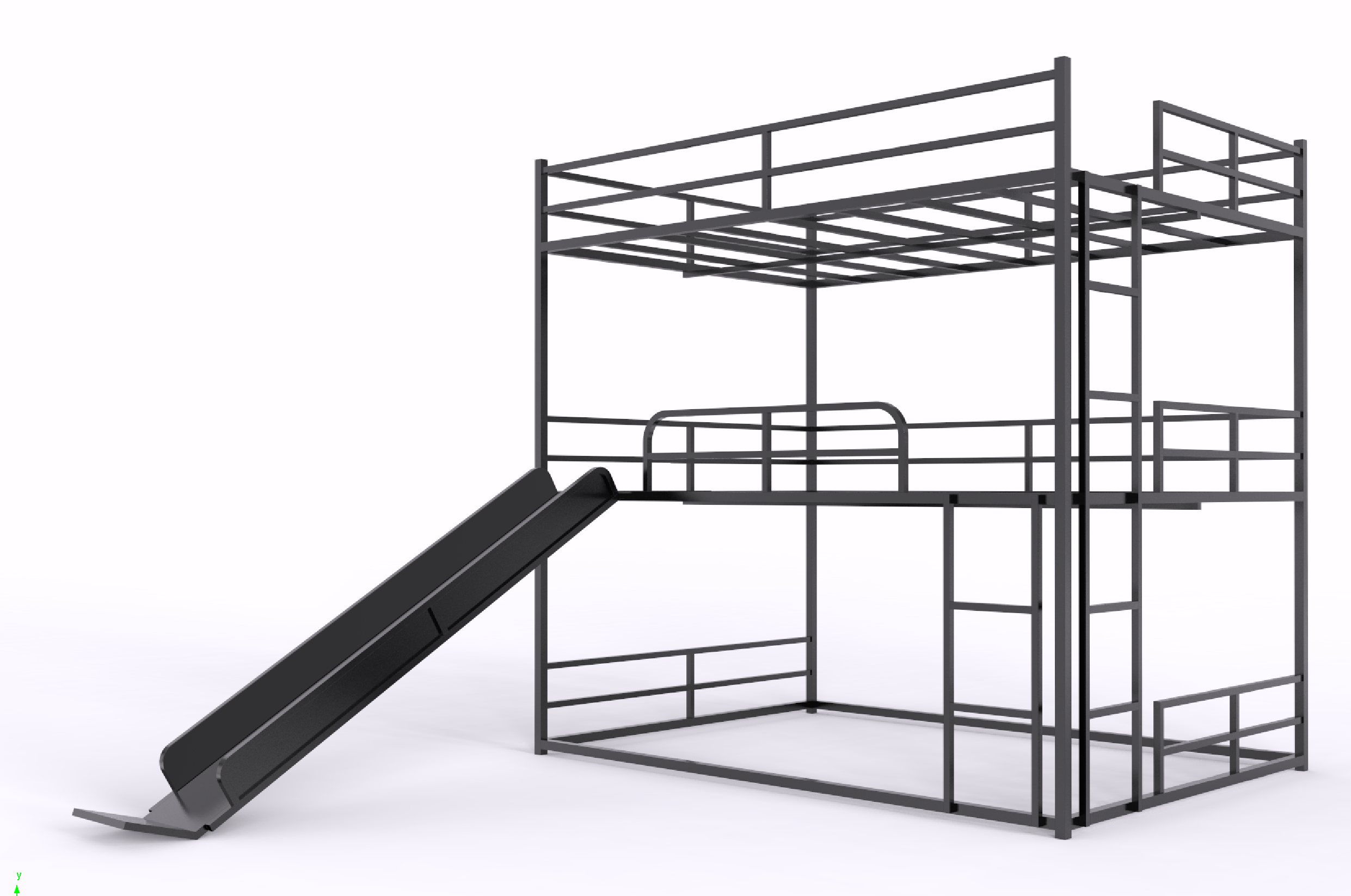 Metal Full Size Loft Bed with Slide and Ladder
