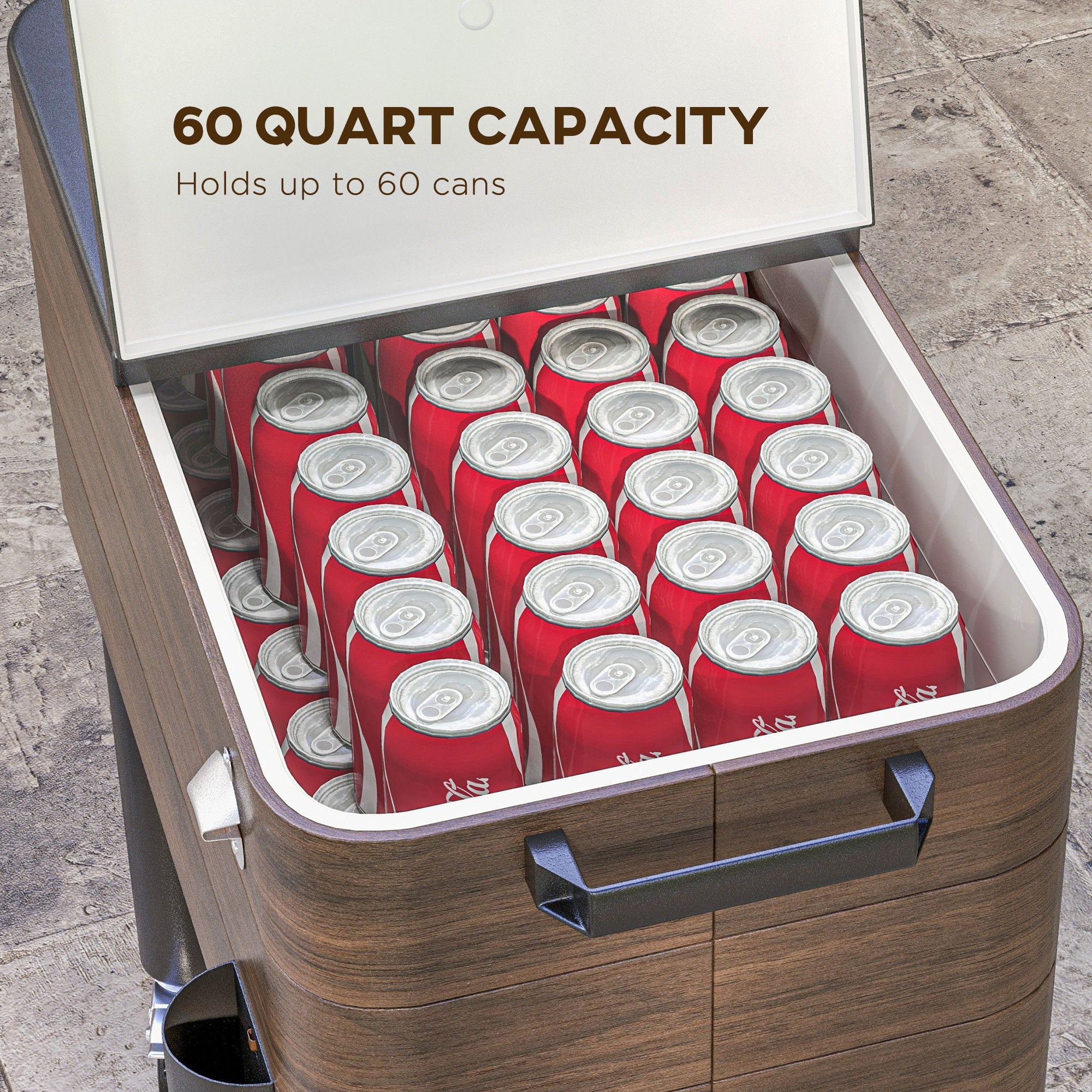 Outsunny Outdoor Cooler Cart - Rolling Beverage Ice Chest