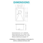 12 Inch Undermount Sink - 12" x 18" x 8" Stainless Steel