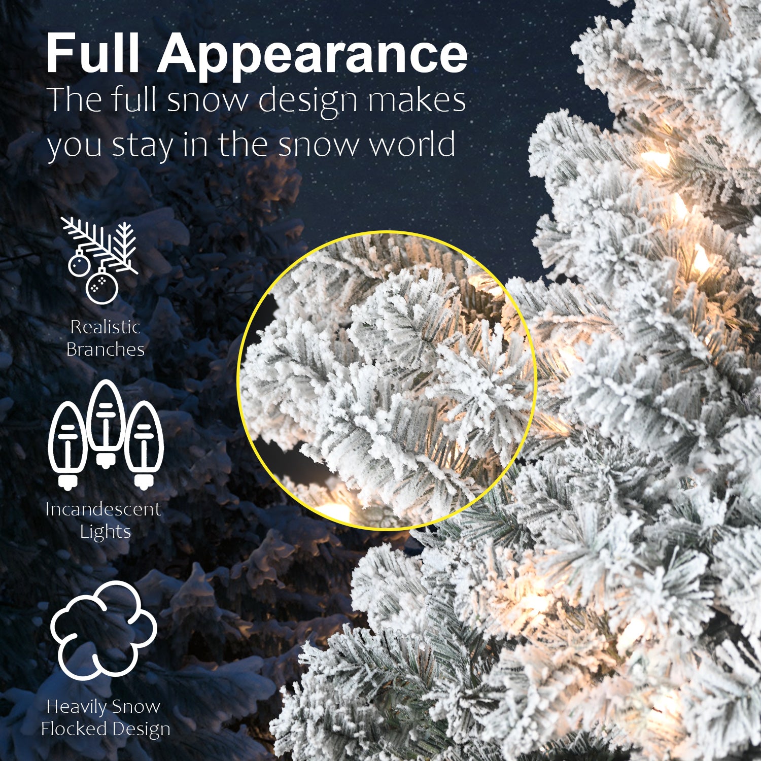 5FT Flocked Christmas Tree with 150 Warm White Lights