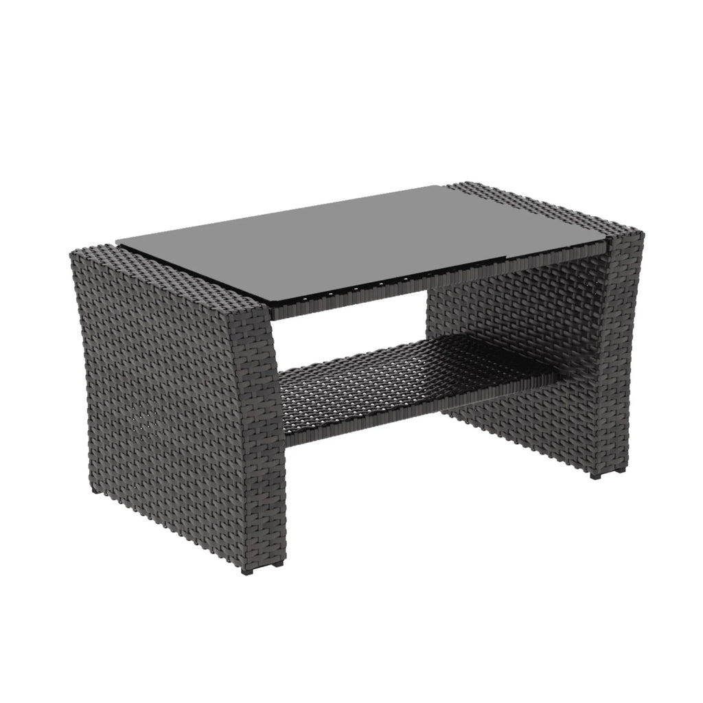 4-Piece Wicker Patio Conversation Set with Glass Table