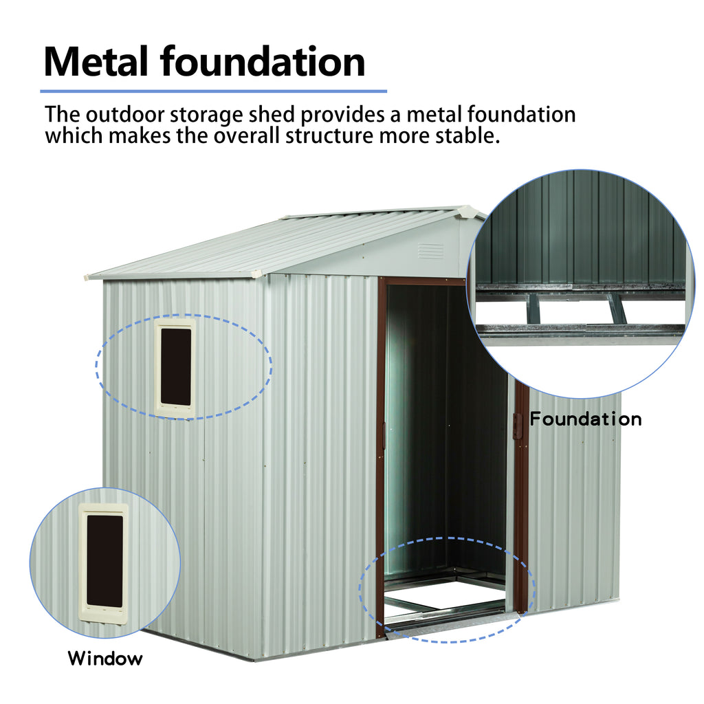 8ft x 4ft Outdoor Metal Storage Shed with Window
