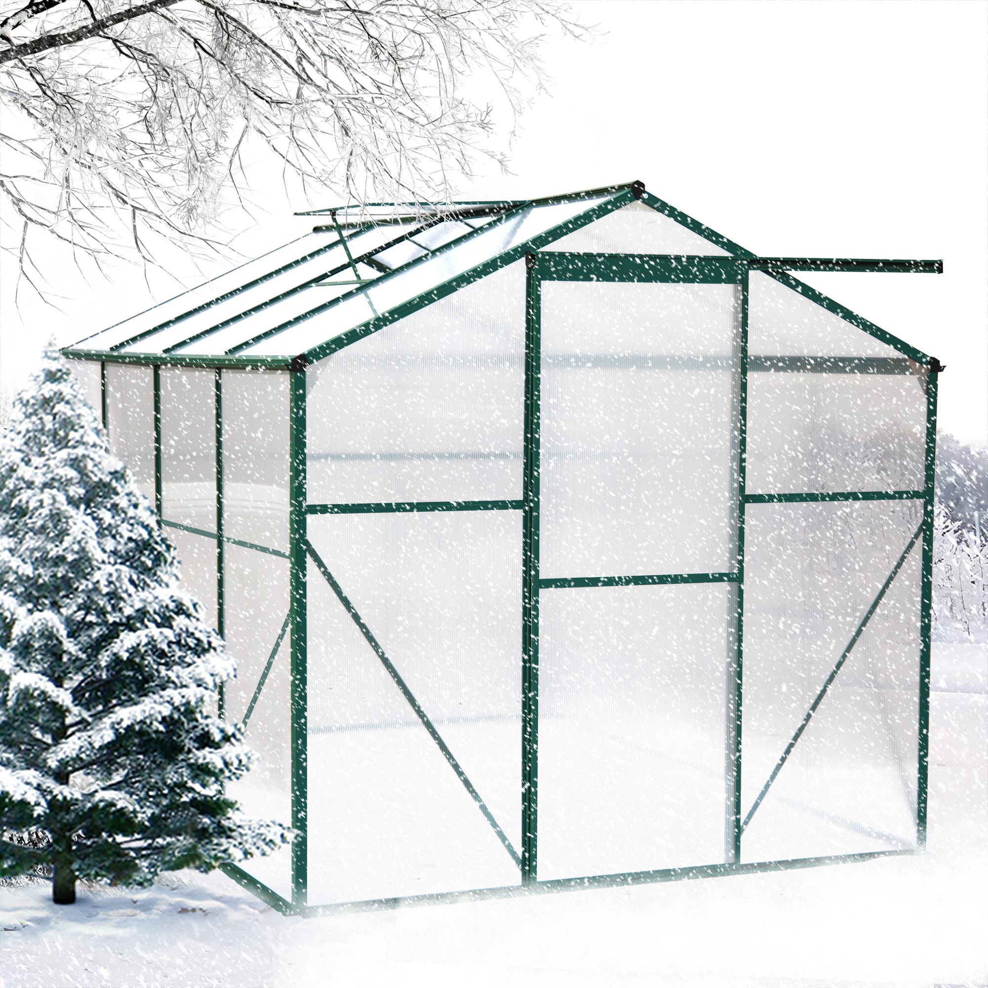 Polycarbonate Greenhouse - 6' x 8' Heavy Duty Walk-in Garden Greenhouse