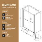 56"-60" W x 72" H Matte Shower Doors
