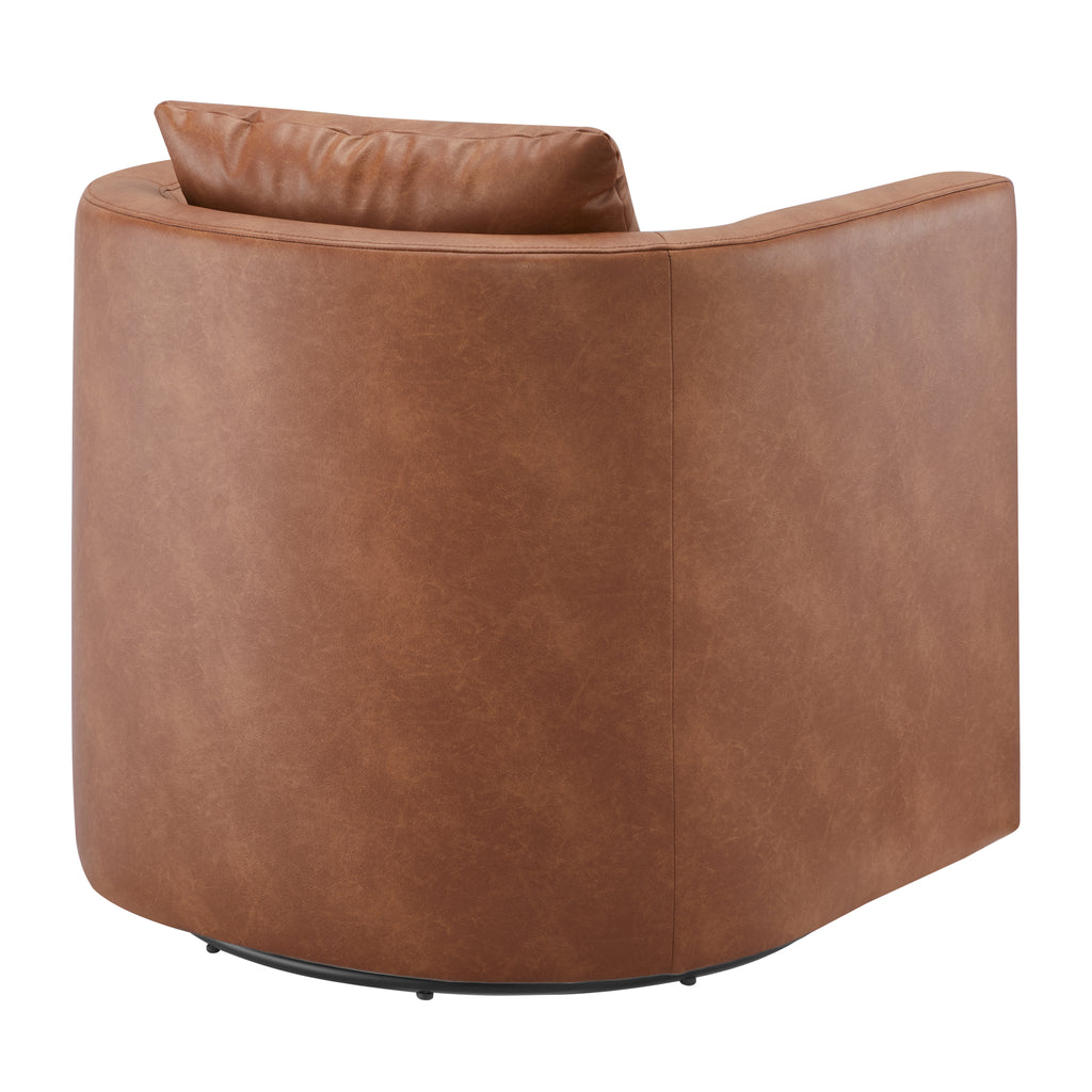 Sutton Saddle Faux Leather Swivel Barrel Chair