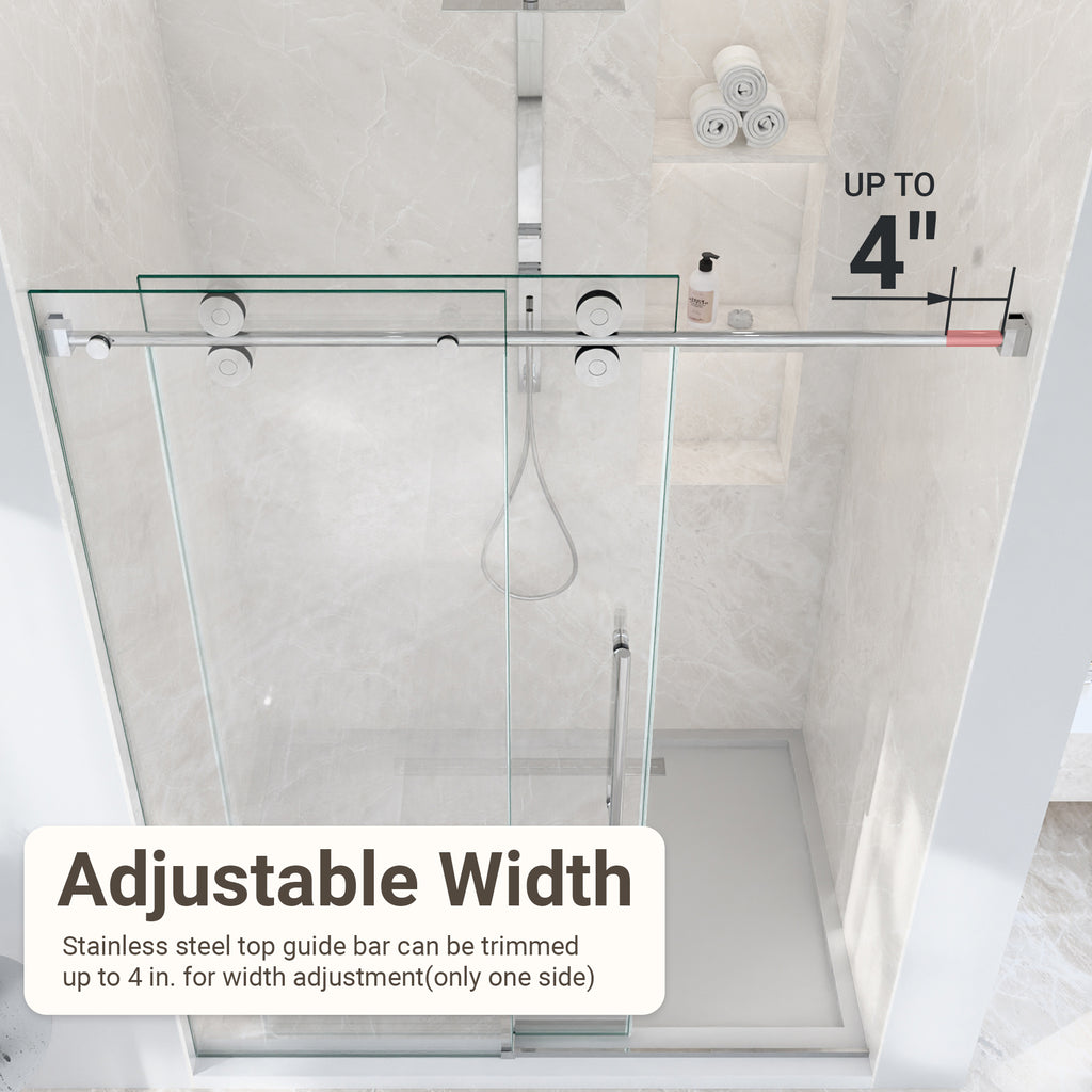 Frameless Single Sliding Shower Door – 5/16" Clear Tempered Glass
