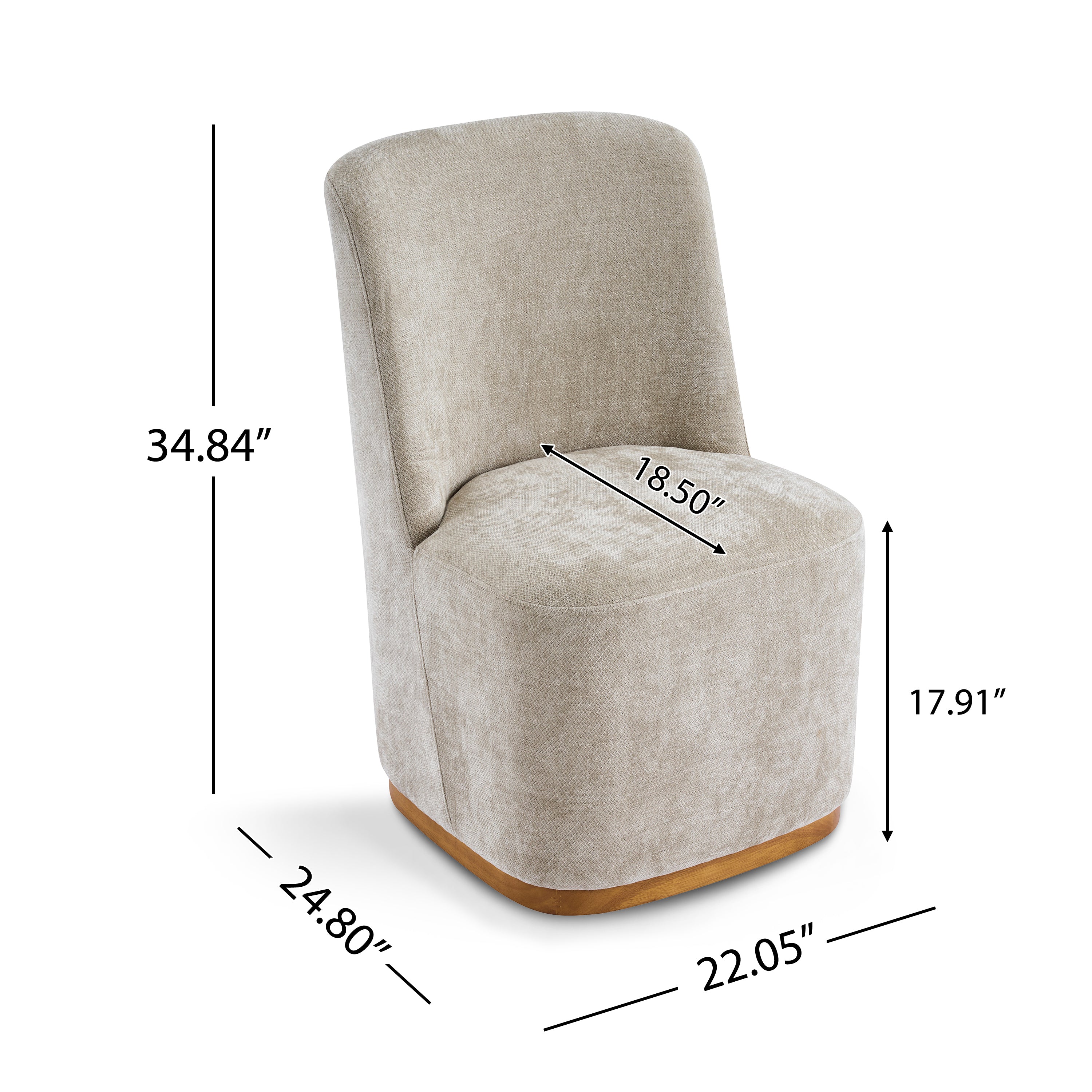 Indoor Dining Chair Set of 2 in Creamy Oatmeal Upholstered Fabric