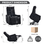Black Chenille Single Motor Power Lift Recliner Chair