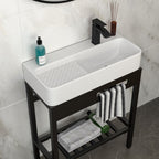 28" x 12" Vintage-Inspired Ceramic Console Sink with Built-in Washboard