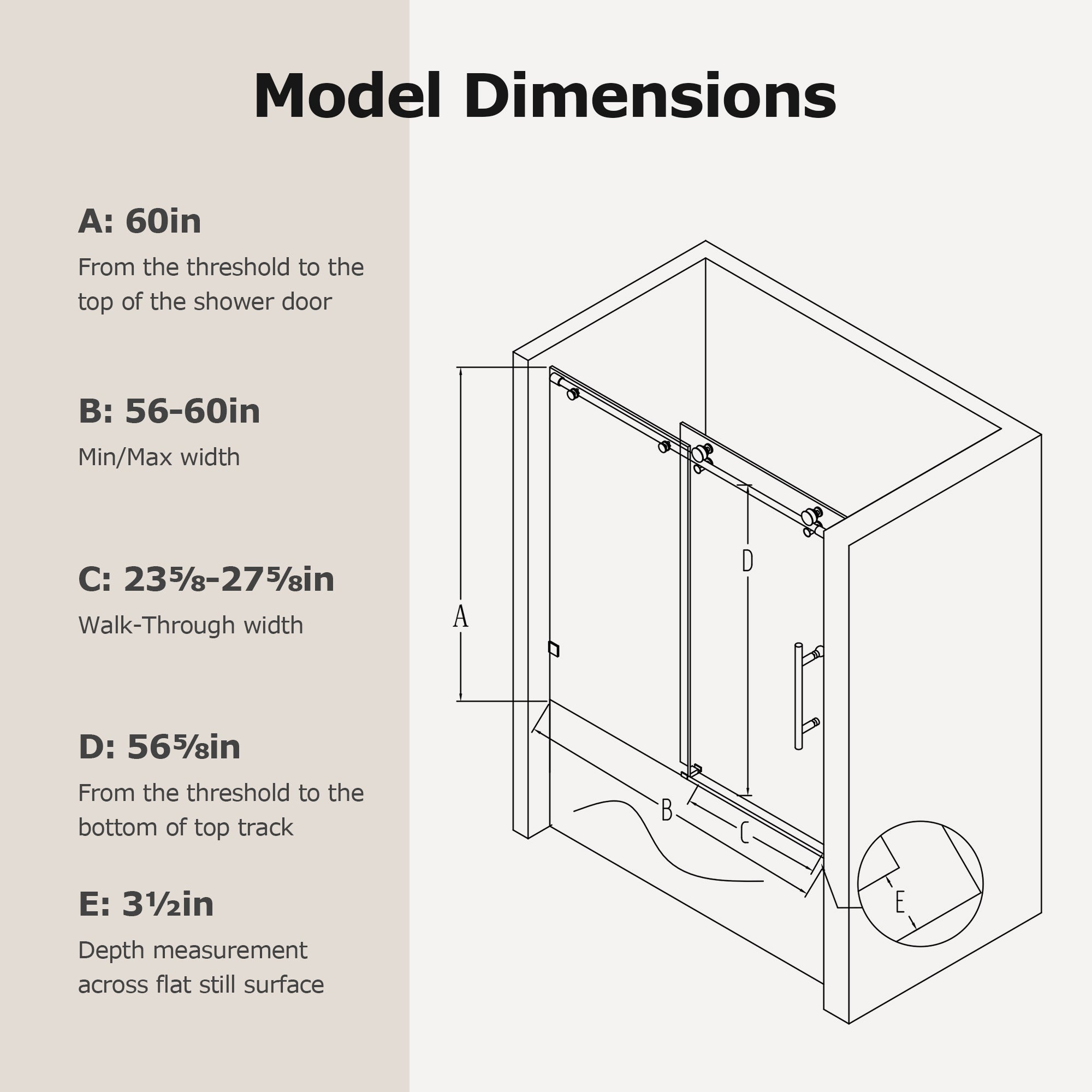 Frameless Single Sliding Shower Doors in Brushed Nickel