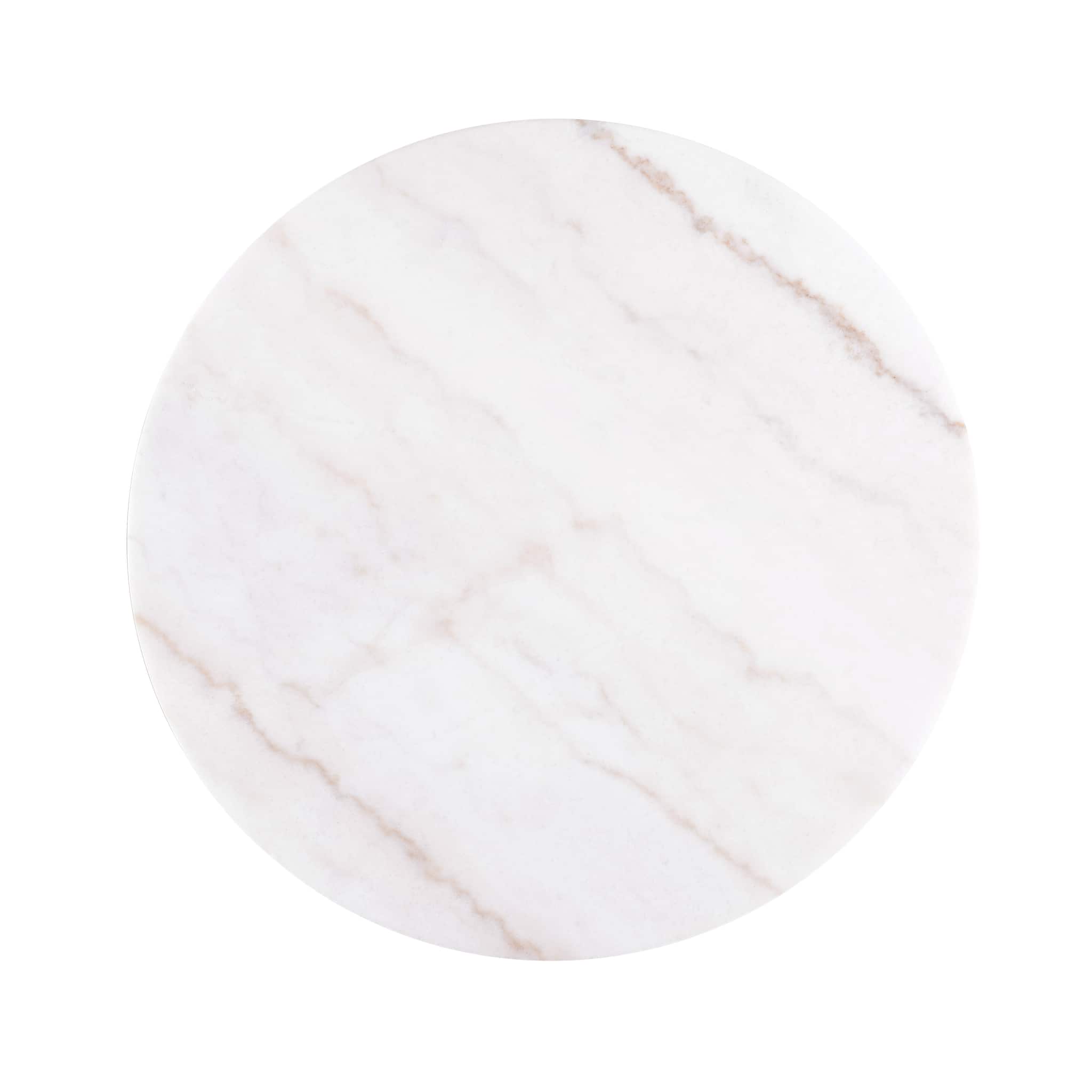 Brown Round Cocktail Table with Genuine Marble Top