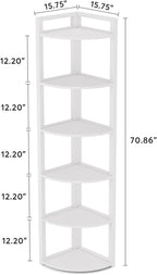 70.87" Tall 6-Tier Rustic Corner Bookshelf
