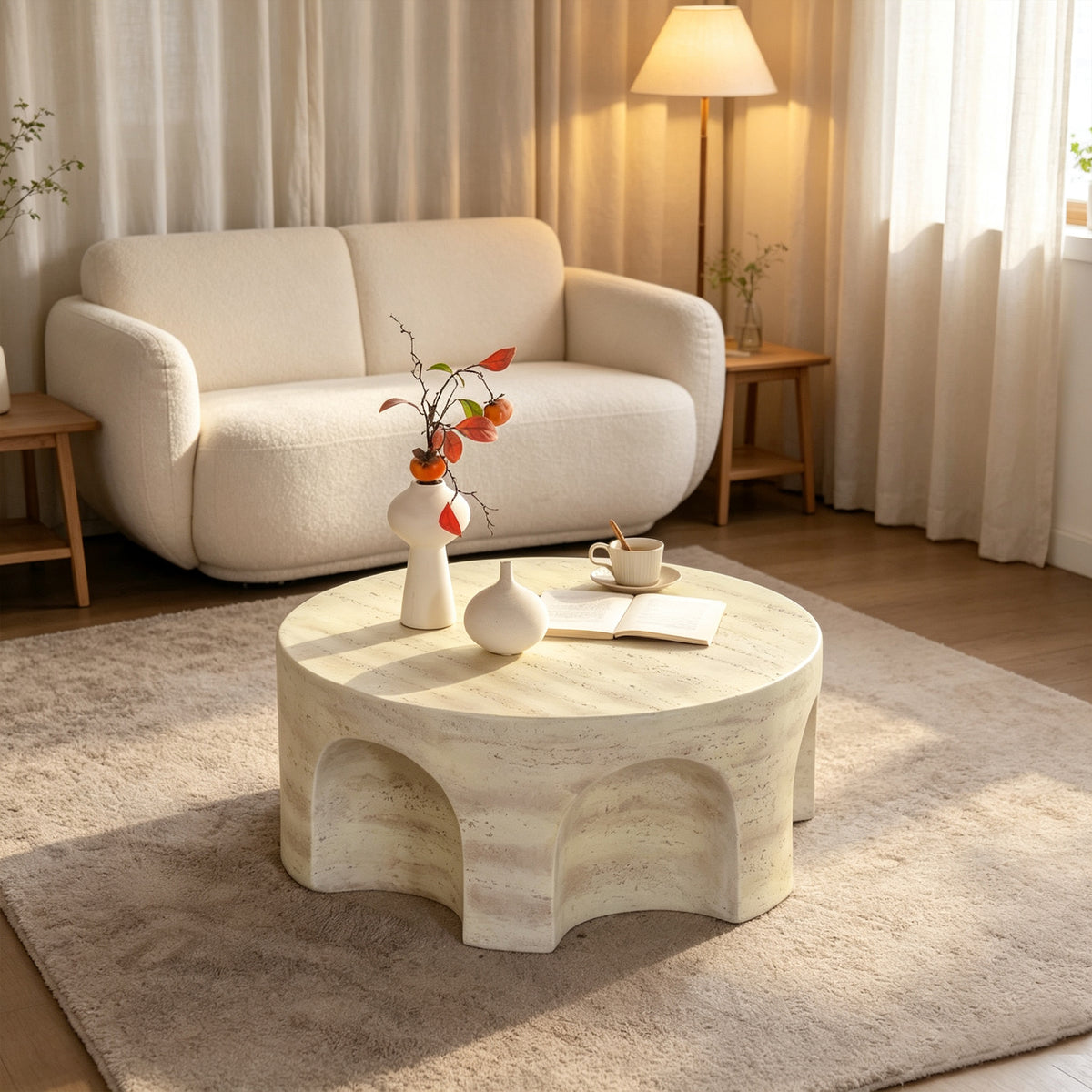 MgO Modern Minimalist Round Accent Coffee Table