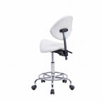 Saddle Stool Chair with Backrest - White