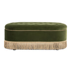 Melinda 48.5" Oval Tufted Bullion Fringe Storage Bench, Olive