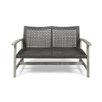 Hampton Outdoor Acacia Wood Wicker Loveseat