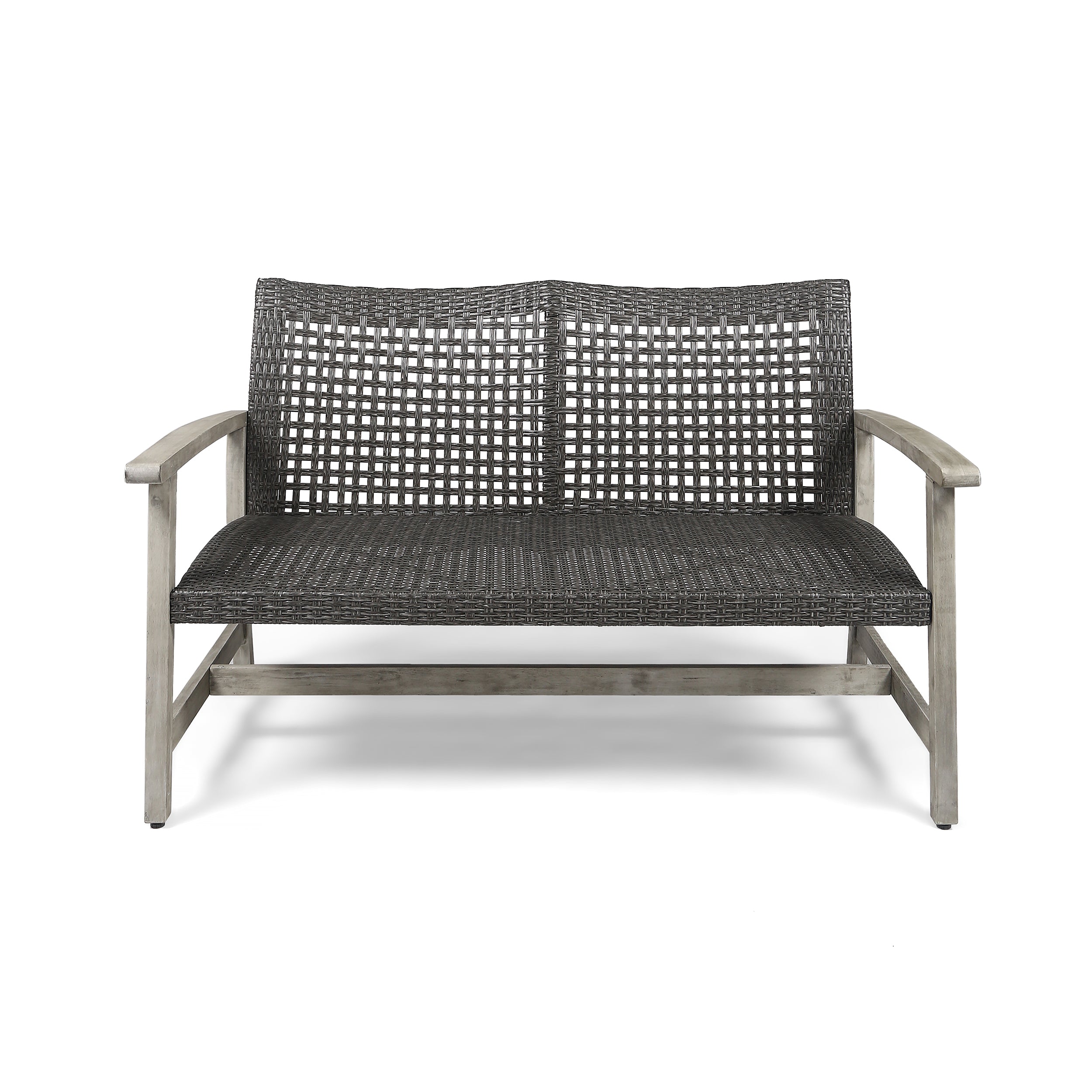 Hampton Outdoor Acacia Wood Wicker Loveseat
