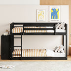 Twin Over Twin Bunk Bed with 4 Drawers and 3 Shelves - Espresso