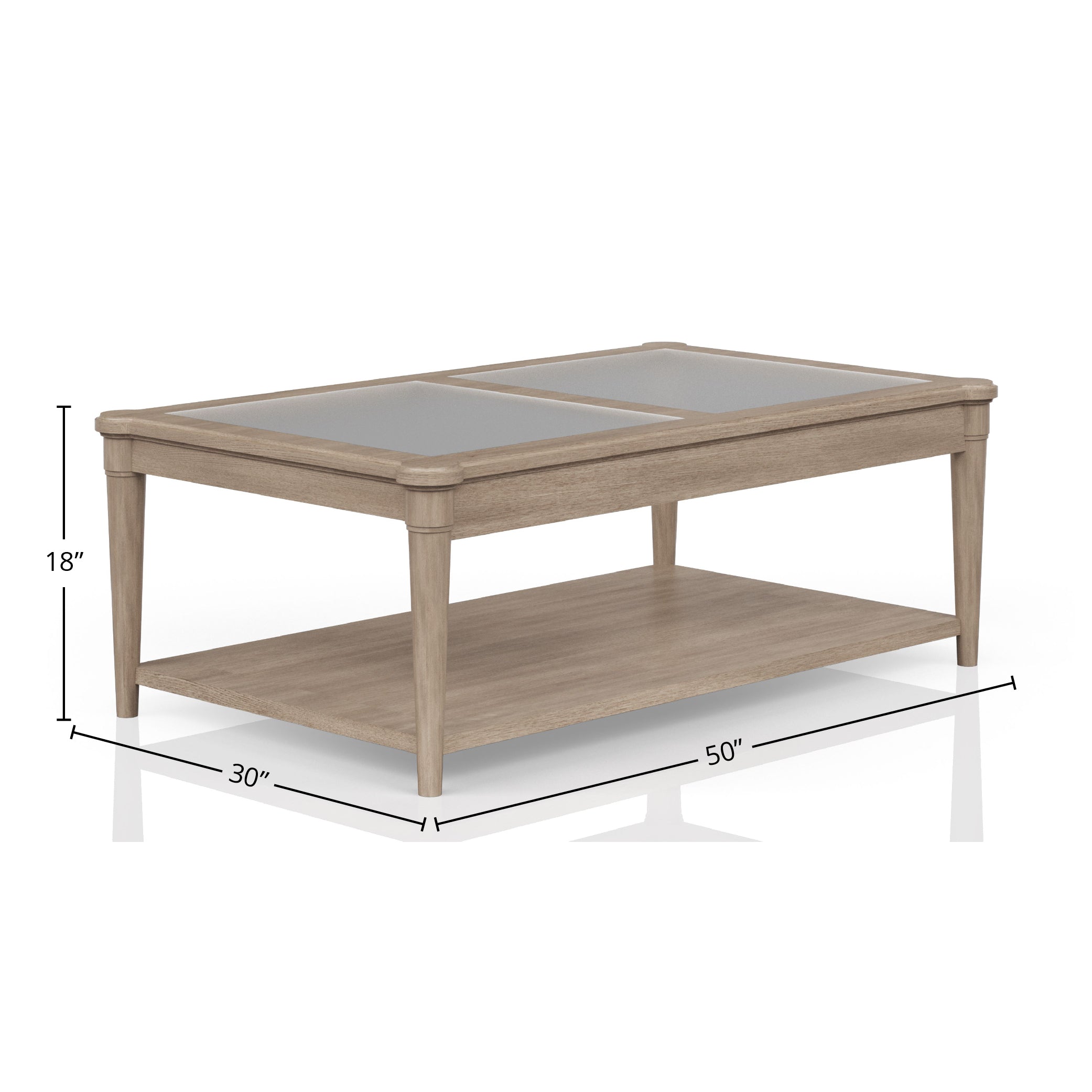 Frosted Glass Top Cocktail Table With Casters