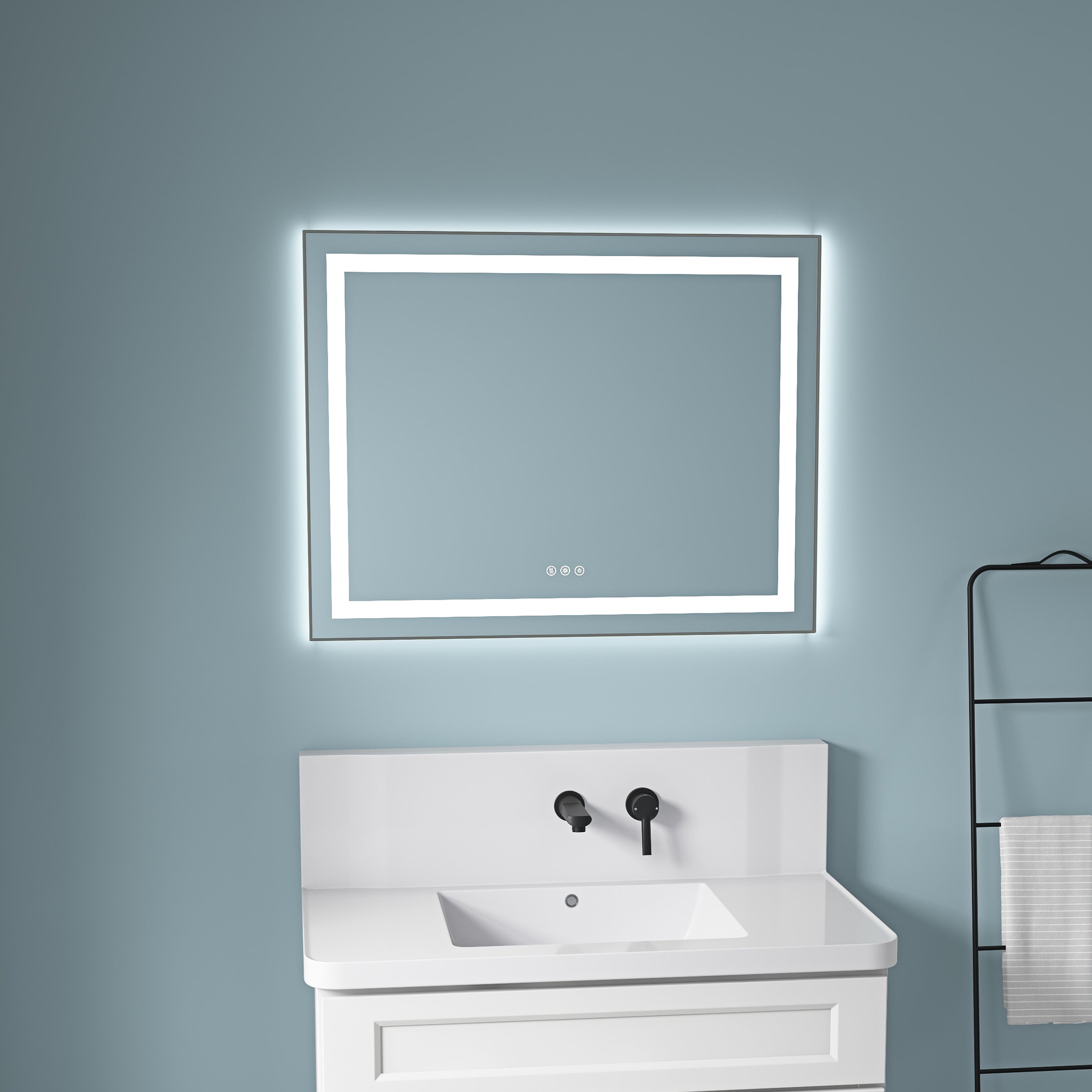 36" x 28" LED Bathroom Mirror with Front and Backlight